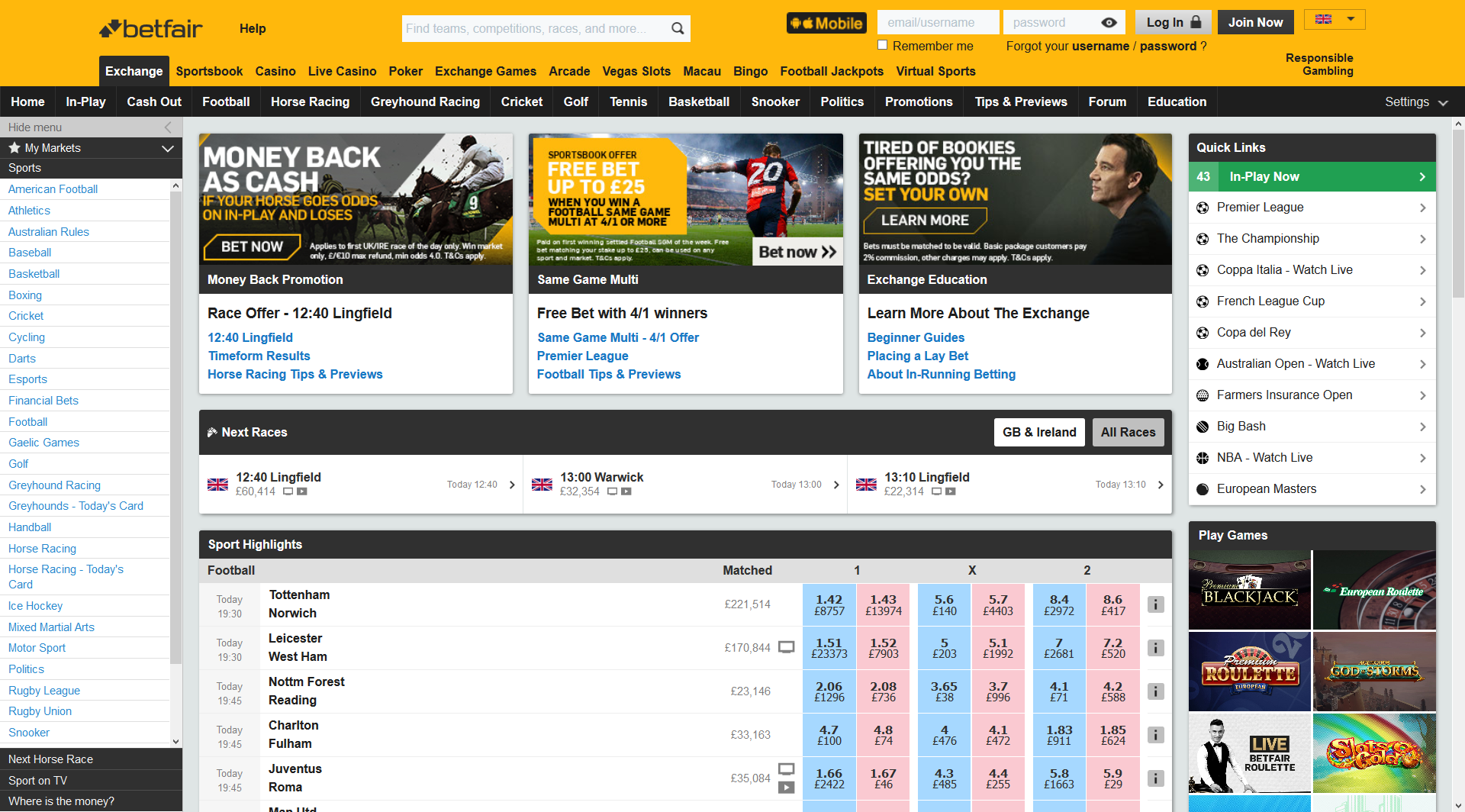 betfair start