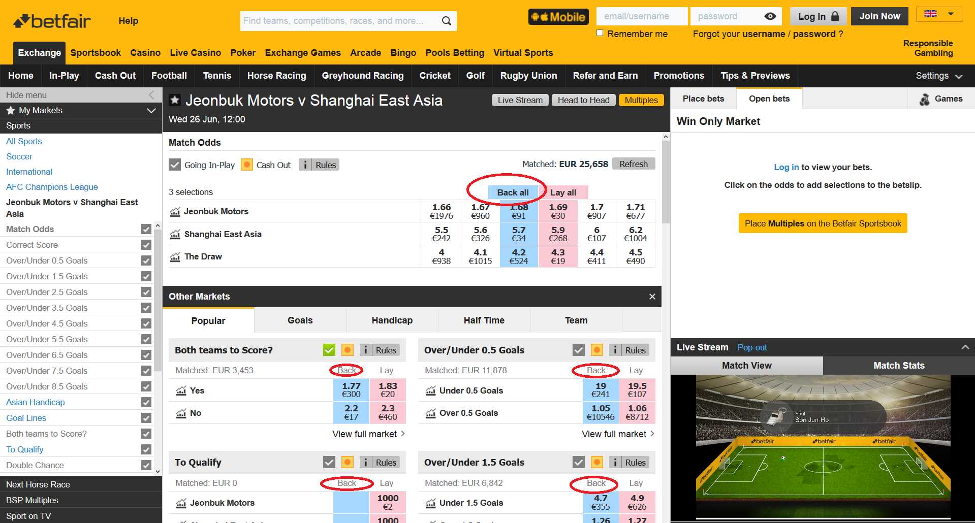 betfair exchange back lay