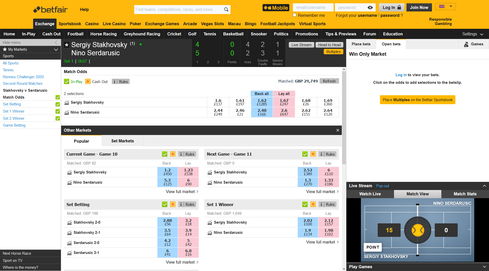 betfair livebetting