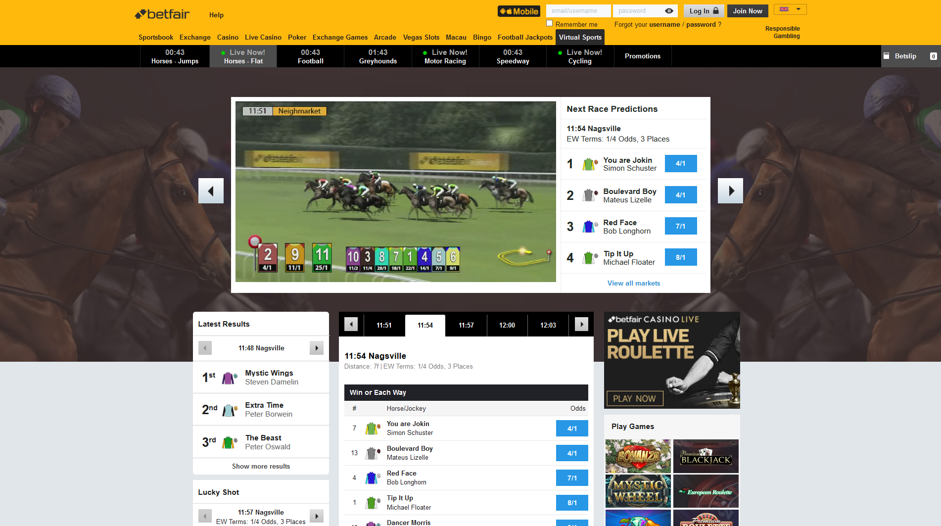 betfair virtuals sport