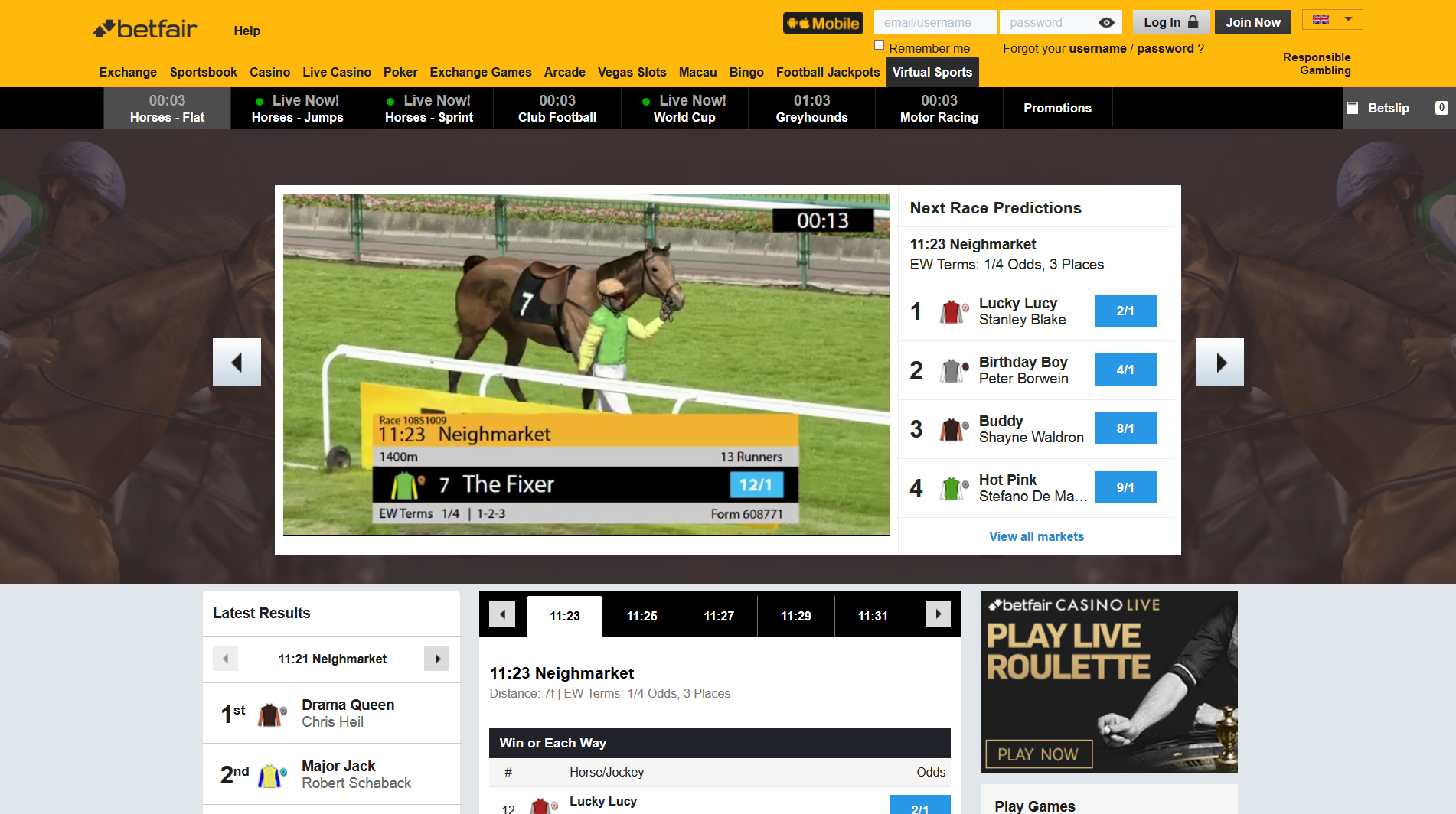 betfair virtual sports