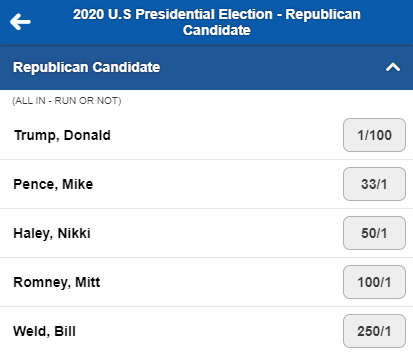 betfred republican nominee fractional