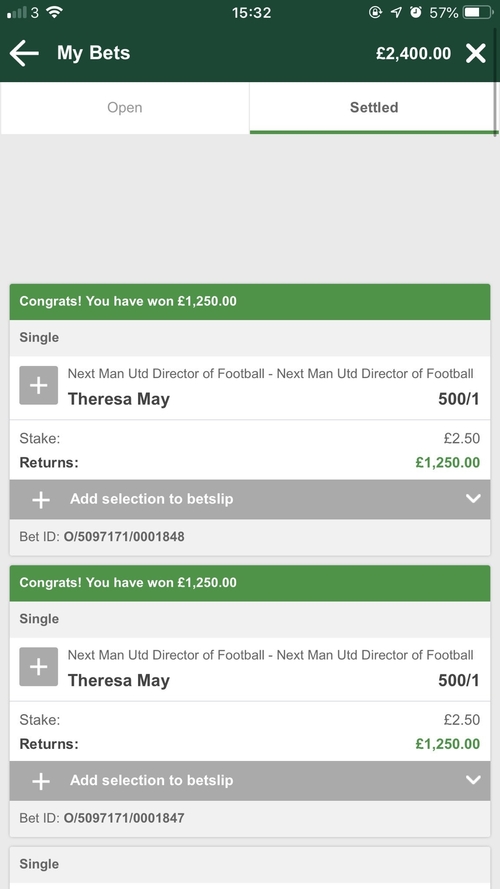 betting coupon winner