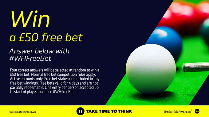 bookamker william hill snooker twitter whfreebet offer