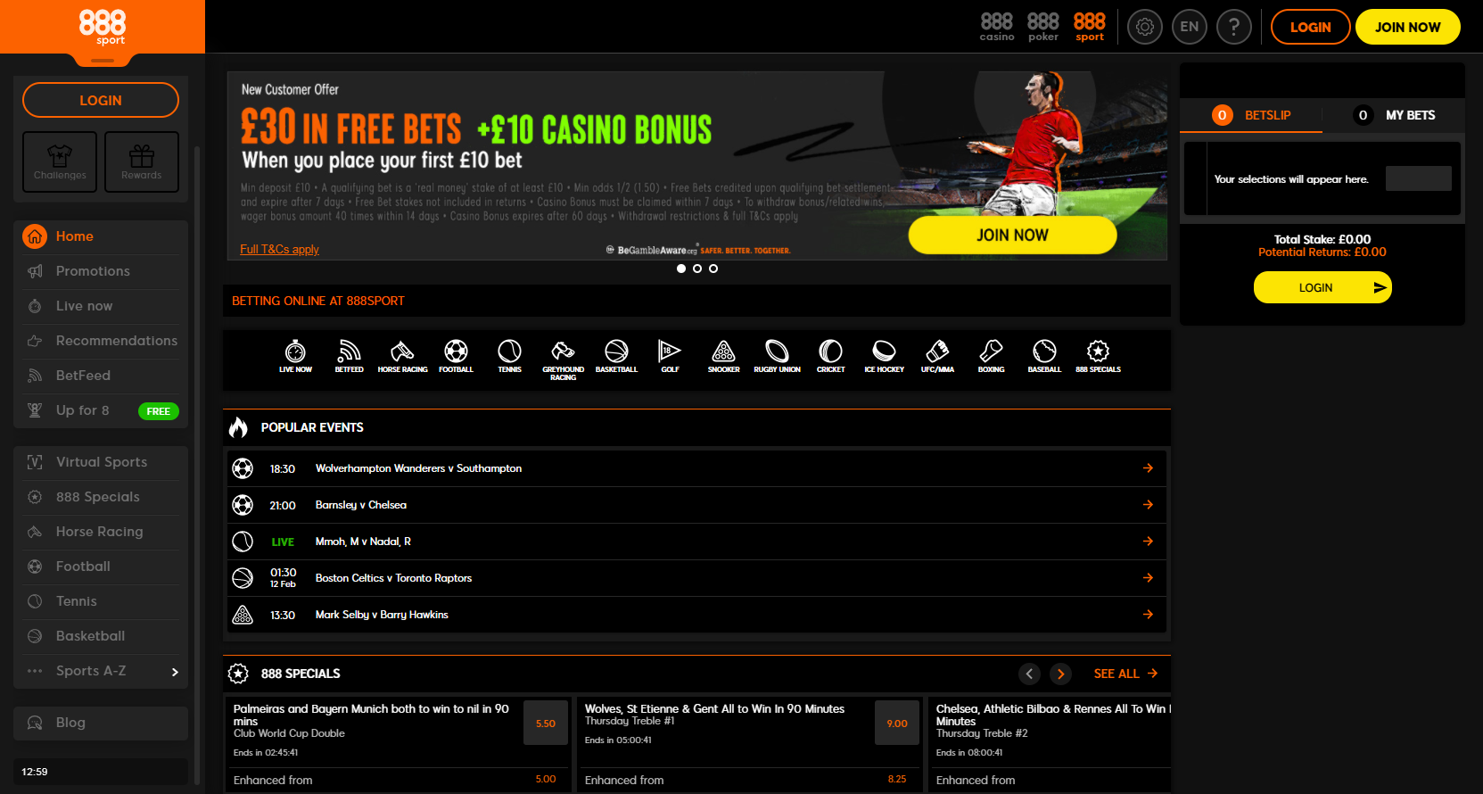 bookmaker 888sport main page