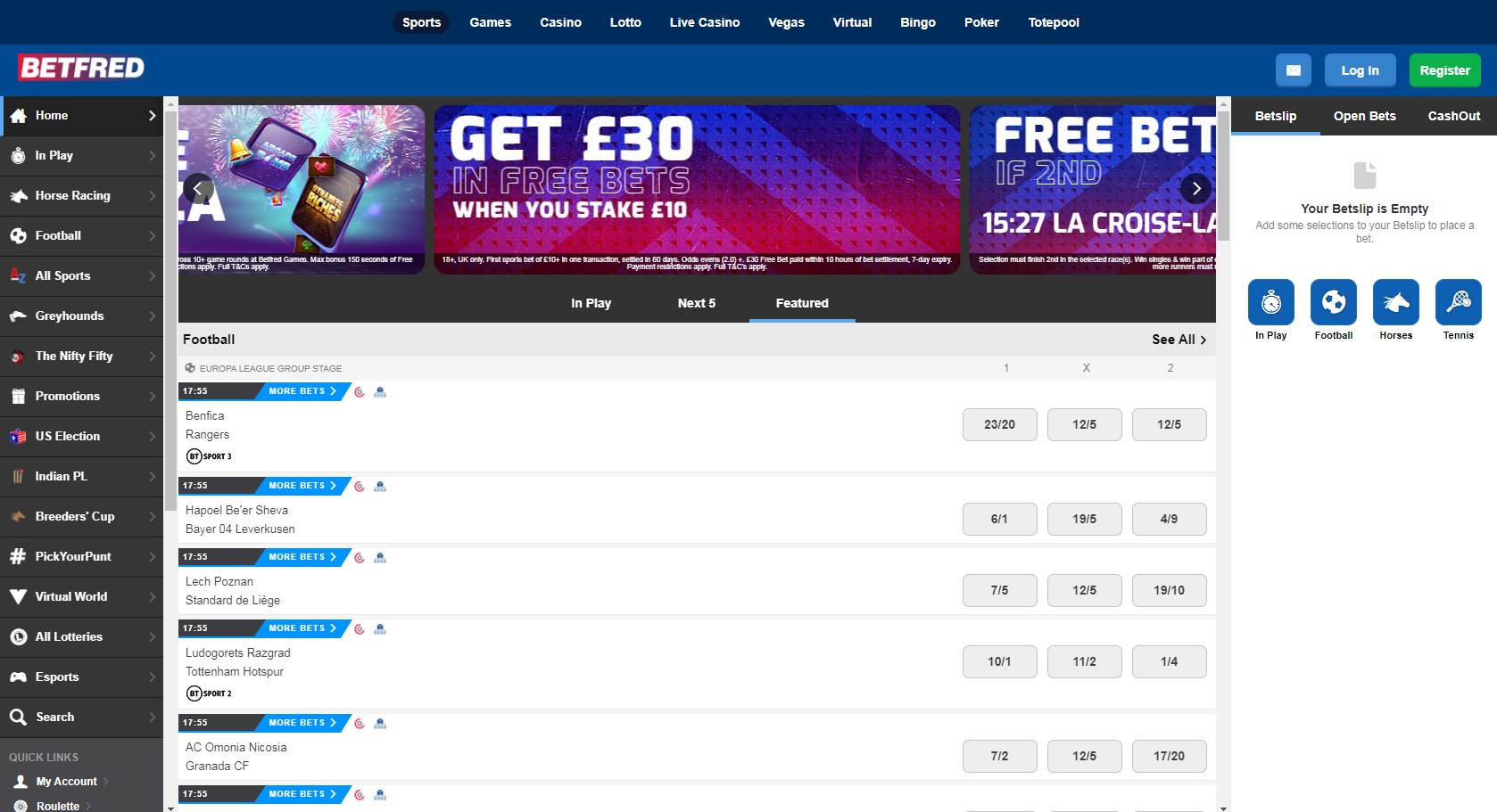 bookmaker betfred main page