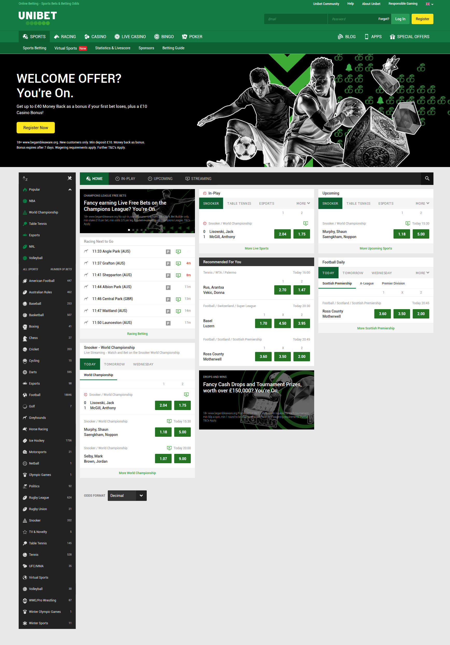 bookmaker unibet sports betting offer