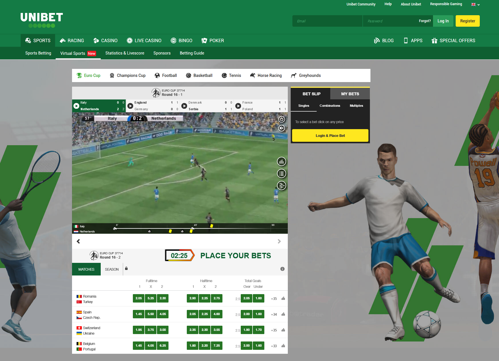 bookmaker unibet virtual sports betting offer