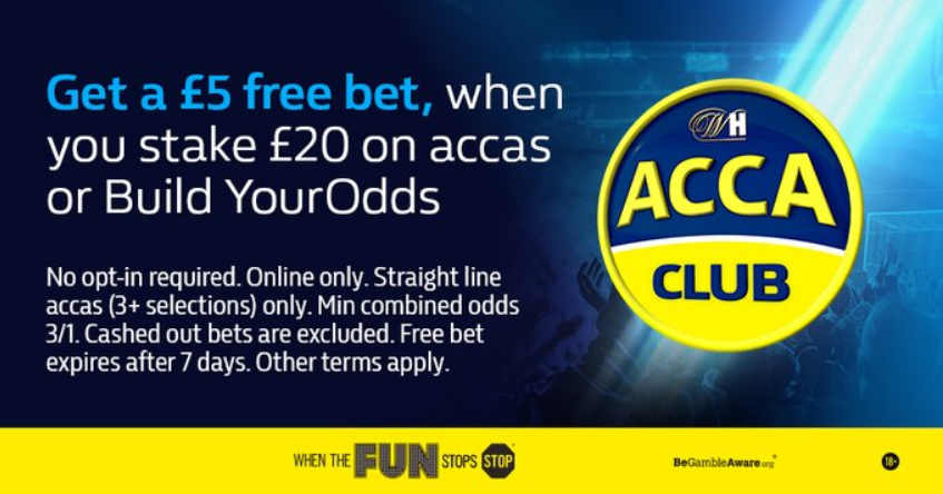 bookmaker william hill acca club offer