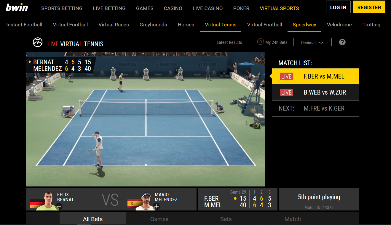 virtual sports betting offer at bwin