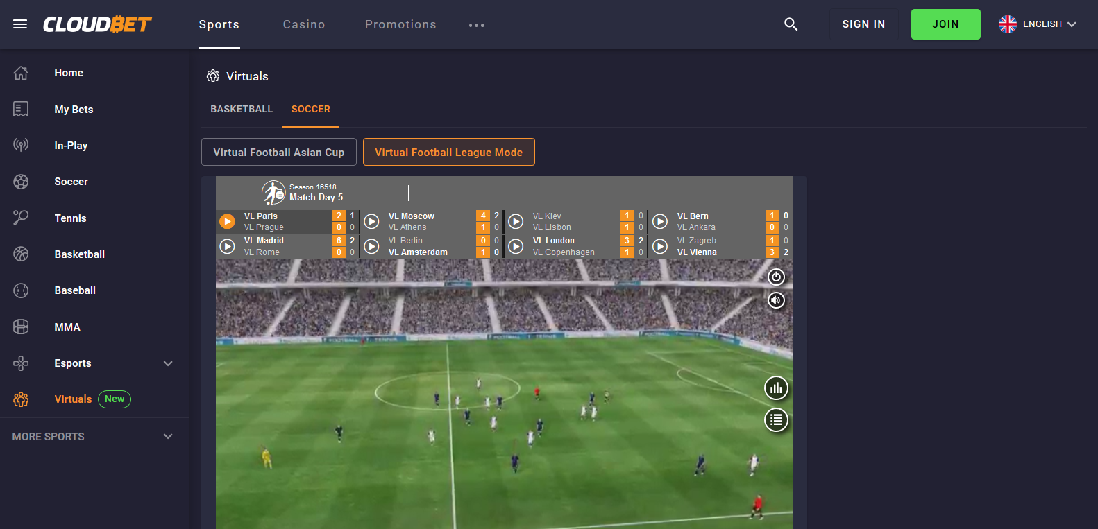 cloudbet virtual sports betting offer