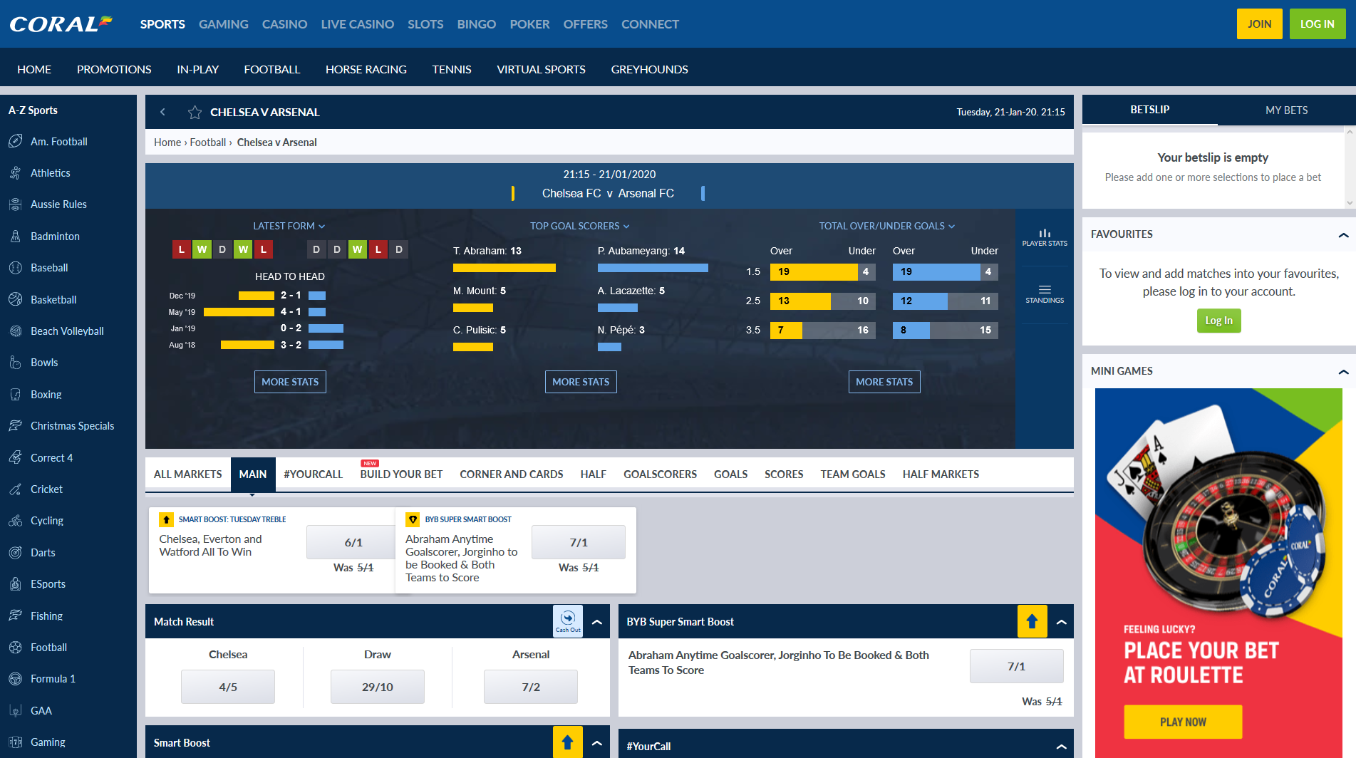 coral betting