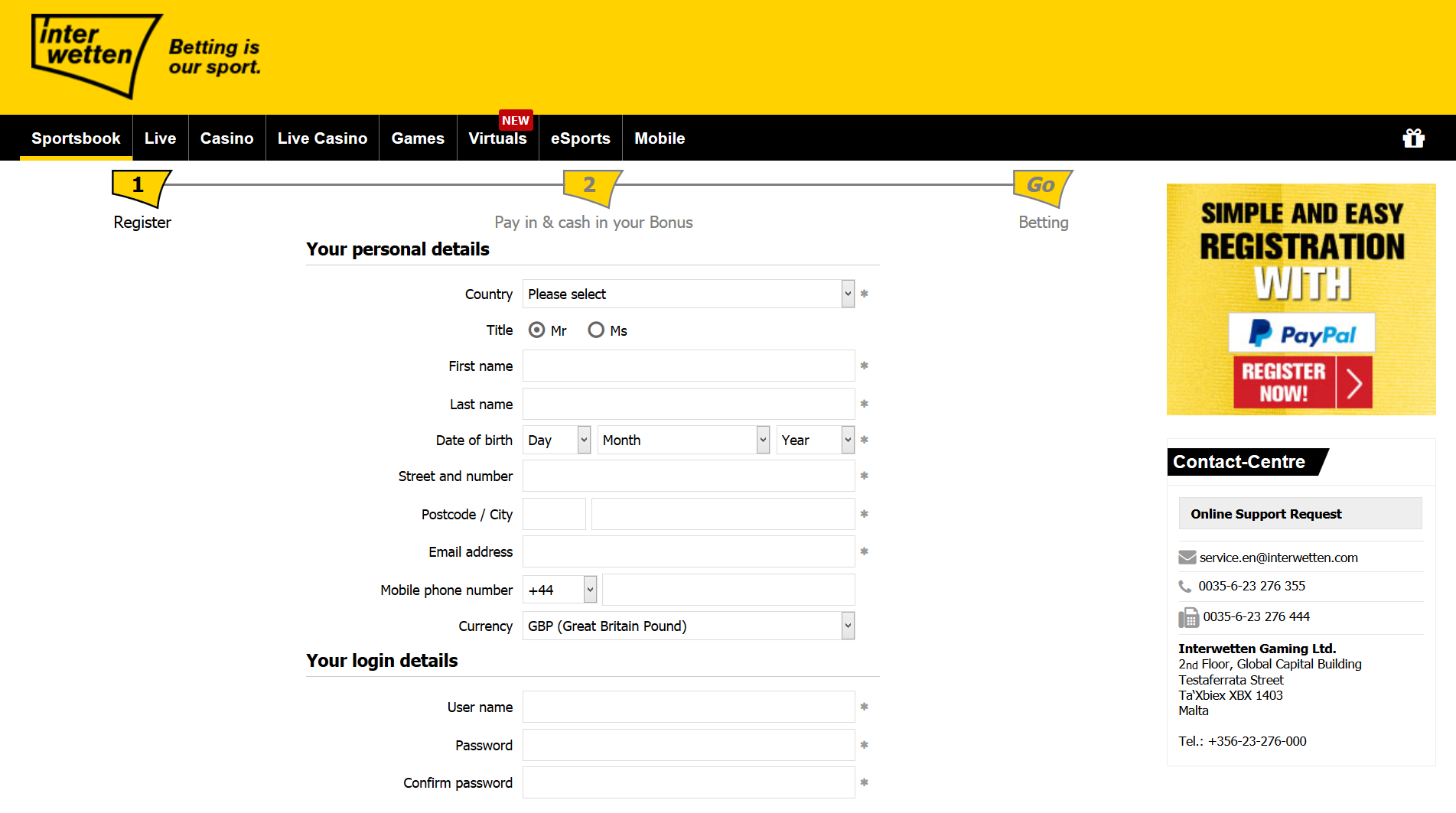 interwetten register