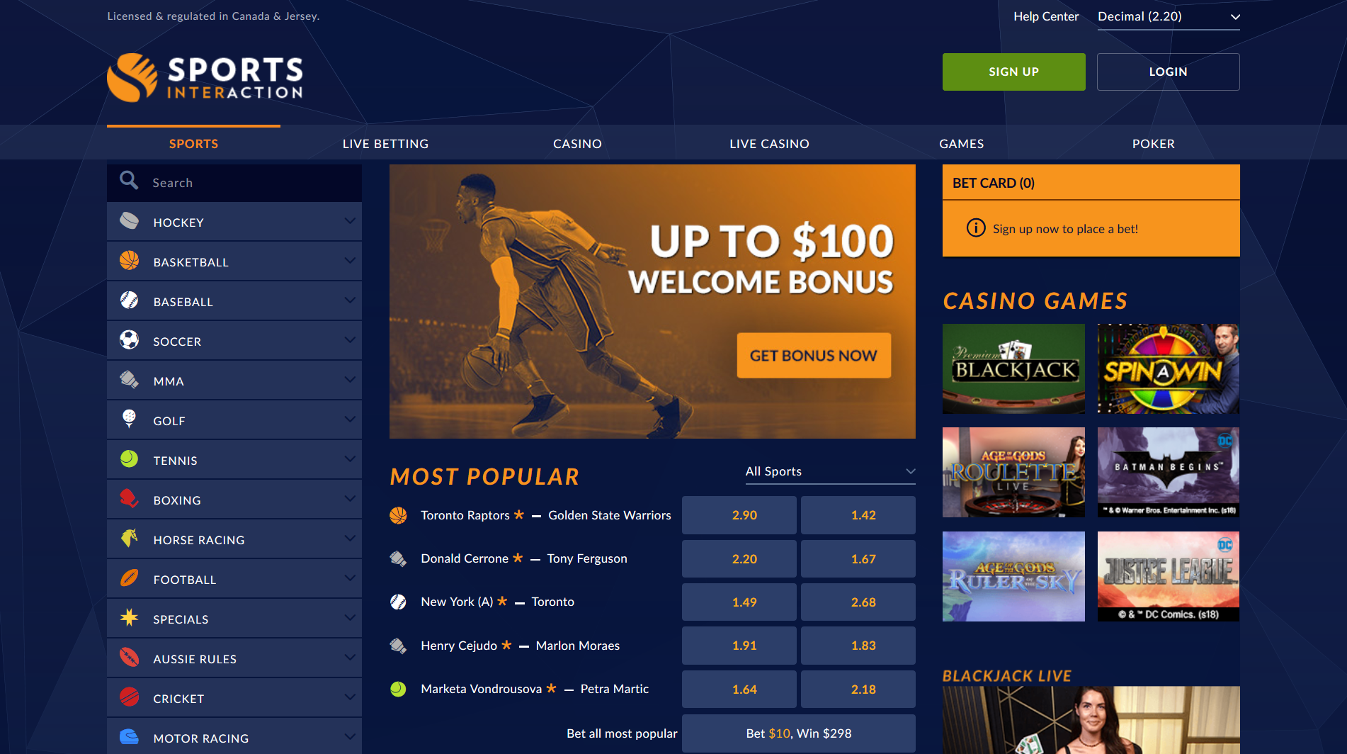 sports interaction bookmaker