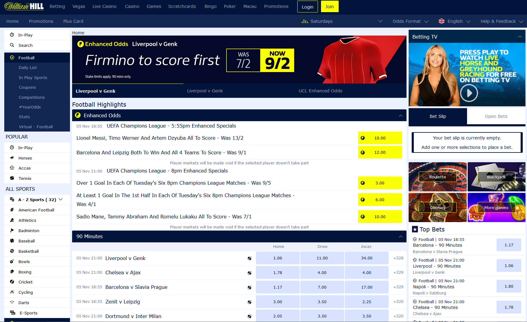 william hill bookmaker betting offer