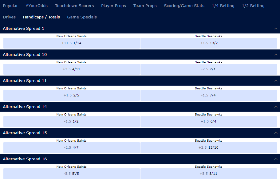 william hill nfl spread offer