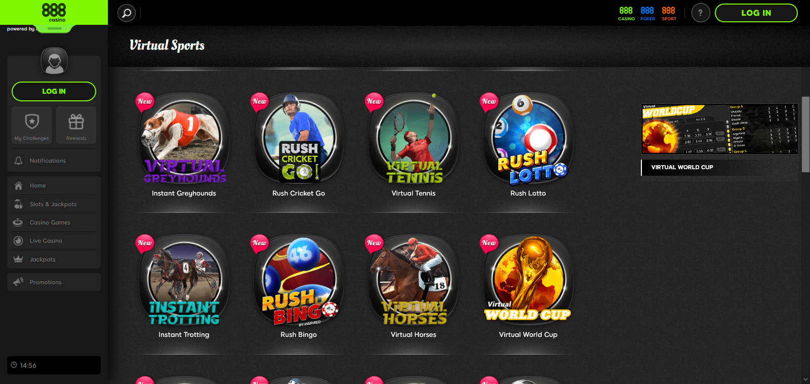 888sport virtual sports betting offer